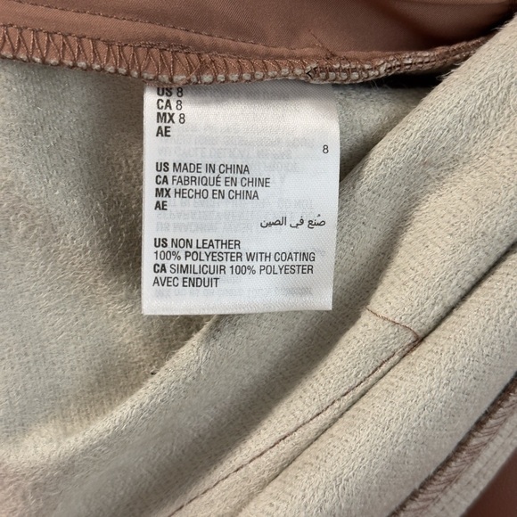 Bar lll Vegan Leather Light Brown High Waist Button Front Straight Leg Pant NWOT - Picture 4 of 10